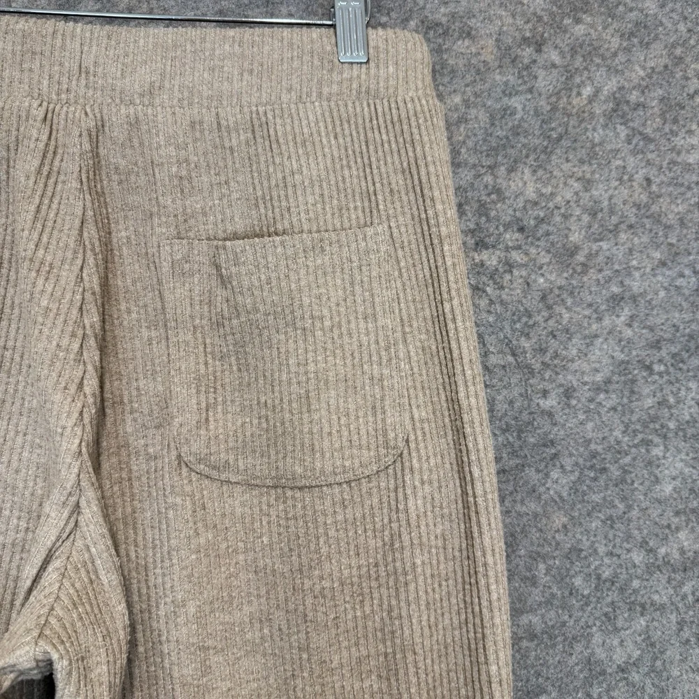 Alo Yoga Muse Ribbed Sweatpants‎ Joggers Womens Medium Gravel Heather Beige Knit
